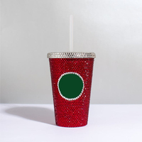 Gobelet personnalisé avec logo, écologique, en plastique, scintillant effet diamant, avec couvercle et paille, pour fêtes, 16/22oz, en gros