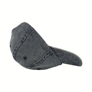 Blank Custom Logo Washed Denim Cap Vintage Dad Hat With <b>Strap</b> <b>Buckle</b> - Product Image 5