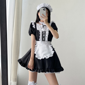 Maid Costume Black Polyester Fiber Cosplay Anime Role Play Outfit For Women - Product Image 2