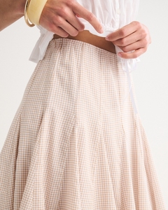 New Collections Women's Plaid <b>Skirt</b> 100% Cotton Casual Lightweight <b>Elastic</b> Waist With Ruffle Hem for Summer Resort Wear - Product Image 3