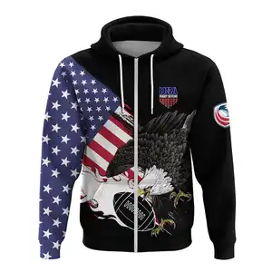 Native Eagle Full Printed 3D Rugby Sevens America USA India's Sport Paint Style Original Flag Ankh America Zip Hoodie