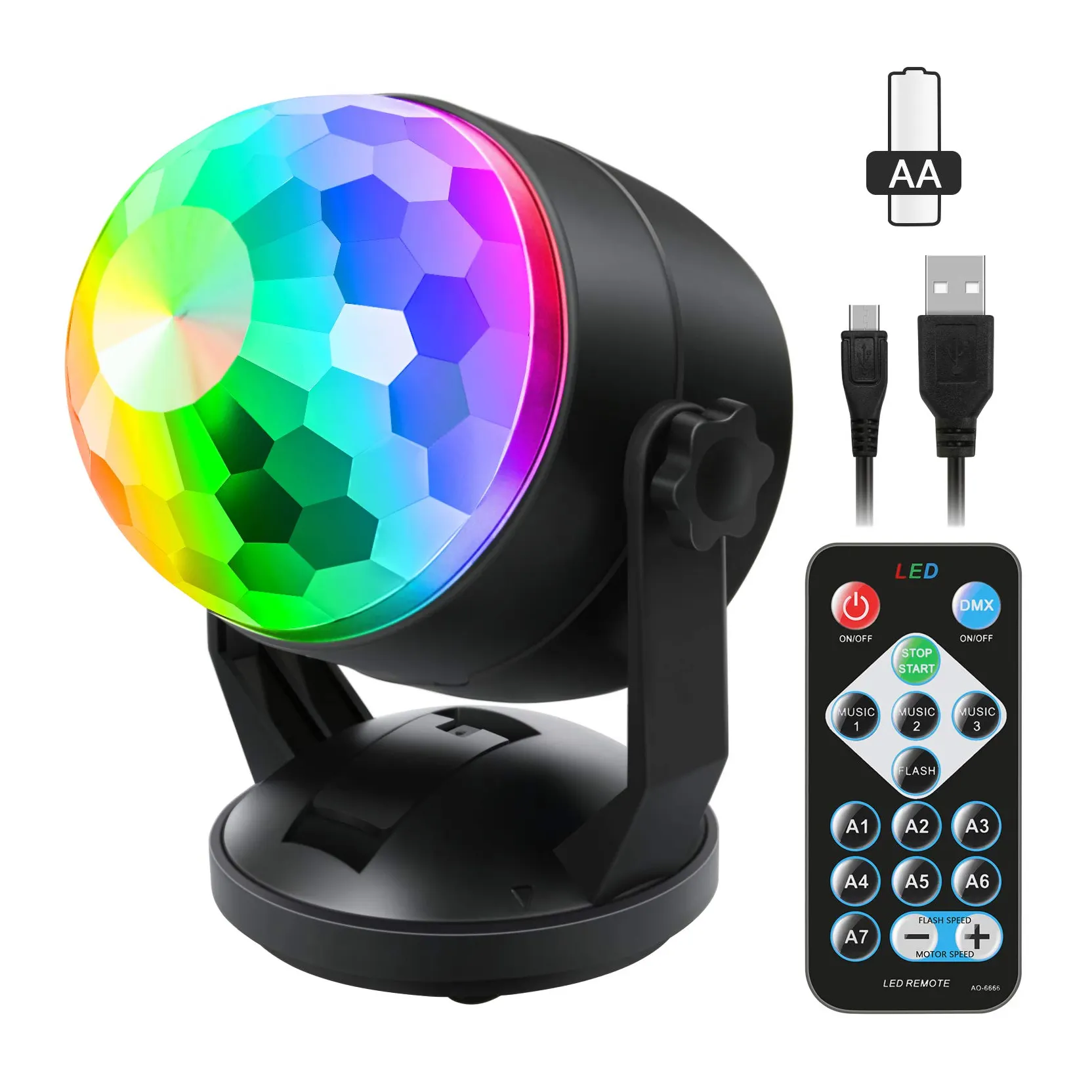 Sound Activated Party Lights Disco Ball Lamp Strobe Lamp 7 Modes Par DJ Stage Light Laser Bulbs RGB for Room Dance Club Pub