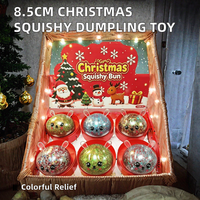 Jouets à presser en TPR en forme de boulette de Noël de 8,5 cm, boîte mystère, à remontée lente, anti-stress, balle sensorielle pour filles, boîte colorée