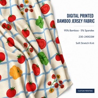 Tissu en bambou biologique en gros, impression personnalisée de tissus, tissu extensible en bambou et élasthanne en gros pour pyjamas et vêtements pour enfants