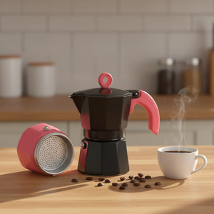 Cafetières à moka italiennes, style européen, ensemble octogonal en aluminium, logo en gros, impression laser, portable, infusion manuelle, couvercle classique - Product Image 4