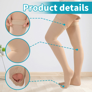 Chaussettes anti-embolie médicales 13-18 mmHg, antidérapantes, douces, respirantes, élastiques, à compression, mi-cuisses - Product Image 1