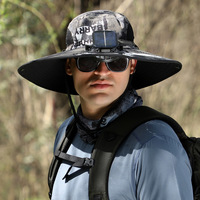 Topi Kipas Fotovoltaik Topi Kipas Tenaga Surya dengan Pinggiran Lebar Topi Memancing Musim Panas Topi Hiking Luar Ruangan Topi Bisbol Kipas Fotovoltaik