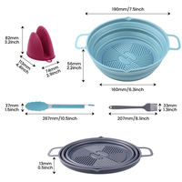 Ensemble d'accessoires réutilisables pour friteuse à air : moule en silicone, plaque de cuisson, tapis, pot pliable en silicone, revêtements pour friteuses à air