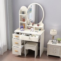 En gros, Coiffeuse simple blanche en mélamine avec miroir LED, petite, pour femme adulte, avec rangement pour salle de bain d'hôtel