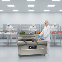 Machine d'emballage sous vide semi-automatique électrique à double chambre 600PD pour cuisine centrale commerciale, machine d'emballage chimique, fonctionnement simple