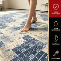 Tapis commercial antidérapant en nylon imprimé sur mesure, motif nuage doré multicolore bleu beige moderne, pour couloir d'hôtel, hall d'entrée, salon