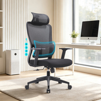Chaise de bureau ergonomique en maille à dossier haut avec support lombaire réglable pour longues heures de travail assis