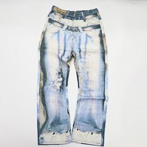 Gran Venta de pantalones vaqueros lavados de alta calidad a la moda personalizados pantalones vaqueros rectos sueltos de gran tamaño de peso pesado para hombres - Product Image 2