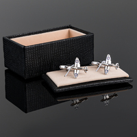 JINJIE recién llegado moda personalizada latón novedad plata 3D avión gemelos regalo para hombres