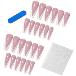 <span class=keywords><strong>Unghie</strong></span> Finte Lunghe Stile Francese a Copertura Totale, Riutilizzabili, con Logo Personalizzato, Confezione di Lusso per Nail Art per Saloni - Product Image 3