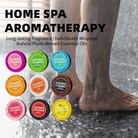 Tablettes de douche aromatiques OEM pour salle de bain, parfum de bain hôtelier 30g, hydratantes et régulières en matière d'huile, emballées individuellement