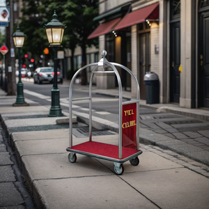 C006 Chariot porte-bagages design moderne pour hôtel Bellman Chariot à bagages en acier inoxydable Fournitures d'accueil efficaces - Product Image 4