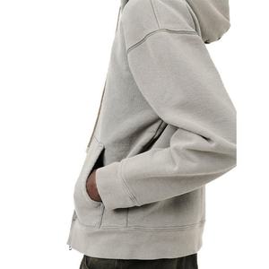 Fournisseur de sweat-shirts à capuche unisexes, coupe ample, épaules tombantes, logo personnalisé, blanc, luxe, coupe-vent, respirant, en coton, fermeture éclair, pour hommes - Product Image 2