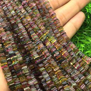 Tourmaline naturelle de haute qualité multi-perles forme Heishi pierres précieuses en vrac fabrication de bijoux perles de pierre merveilleux pour la création - Product Image 1