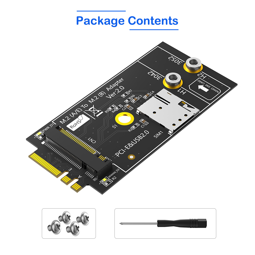 Adaptador M.2 A/E Key a M.2 NGFF B-Key Negro