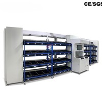 Séparateur de commandes multi-niveaux RGV pour distribution circulante de marchandises légères, avec fonction Pick-to-Light pour vêtements, en acier inoxydable, optionnel, pour système Put-wall