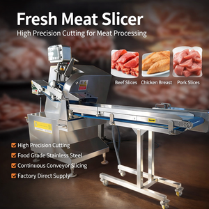 Machine industrielle de découpe de viande fraîche, type convoyeur, pour trancher la viande, le fromage et le <span class=keywords><strong>chorizo</strong></span>, destinée aux usines de transformation de porc, de bœuf et de poulet - Product Image 1