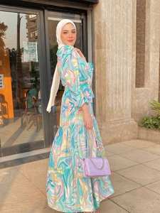 Vestido Loriya 2026, Nuevo Estilo, Estampado, Diseño Abaya Musulmana, Ropa Islámica, Vestidos Modestos de Verano, Vestido Floral de Poliéster - Product Image 4