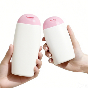 豪华椭圆形200ml 300ml旋盖式HDPE软质触感挤压瓶带喷嘴洗发水乳液沐浴露身体清洁剂面膜 - Product Image 1