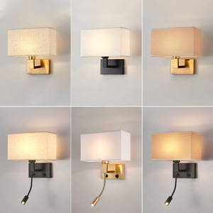 Lampade da Parete LED Moderne Semplici in Stile Americano, Controllo Touch, Luce Bianca Calda 3000K, Struttura in Ferro, Paralume in Tessuto, Dimmerabili, Alto CRI - Product Image 2