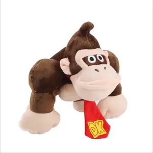Vendita calda Bros stuff peluche mario bros donkey King anime peluche farcito bambola Orangutan cravatta rossa DK scimmia peluche
