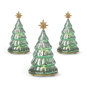 Petit arbre en verre éclairé par des LED, décoration de table personnalisée pour la maison, sapin de Noël en verre soufflé vert mercure avec lumières LED - Product Image 6