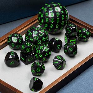 Ensemble de dés polyédriques en acrylique de haute qualité pour jeux de rôle (RPG) et Dungeons and Dragons, 15 pièces (D20, D3-D100) - Product Image 5