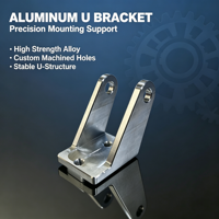 Support de montage en U sur mesure usiné CNC en acier inoxydable/aluminium avec trous usinés de précision et finition anodisée claire