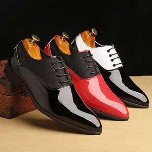 Logotipo personalizado hombres vestido Oxfords charol negro blanco charol Pu verano punta estrecha hombres boda fiesta Formal Zapatos de vestir - Product Image 1