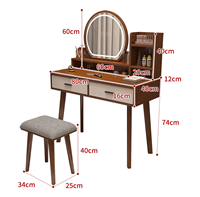 Coiffeuse moderne en bois massif avec miroir sur pied réglable, meuble de rangement pour chambre à coucher, idéale pour hôtel