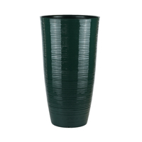 Pot de fleurs en plastique PP léger et durable avec trou de drainage, jardinière cylindrique haute à rainures horizontales pour la maison, l'hôtel et le centre commercial