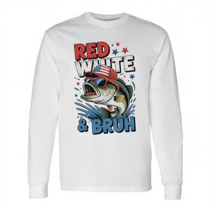 T-shirt à manches longues avec motif de poisson rouge et blanc, col ras du cou, unisexe, pour jeunes, aventure en plein air, impression numérique - Product Image 2