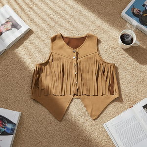<span class=keywords><strong>Chaleco</strong></span> sin mangas con <span class=keywords><strong>flecos</strong></span> y borlas para mujer, estilo <span class=keywords><strong>hippie</strong></span> de los años 70, vaquera, para conciertos country, estilo western - Product Image 3