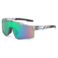 Lunettes de soleil de sport professionnelles pour l'extérieur, monture PC, cerclage intégral, verres miroir noirs/Noir, protection UV400, logo personnalisé KM KM006