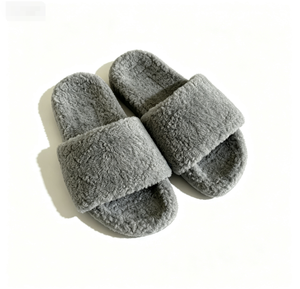 Cozy Women Fog Grey Coral Velvet Faux Fur Slippers Quilted Upper Low Platform Indoor Custom Sole For Buying Agents Home Ladies A - Product Image 4