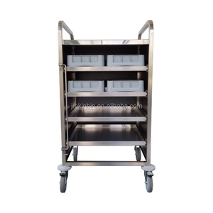 Chariot de service alimentaire en acier inoxydable avec séparateurs extensibles réglables, chariot de rangement multi-compartiments pour restaurant et cuisine - Product Image 1