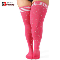 Usine personnalisé scintillant grande taille bas pour femmes Extra longues tricot coton chaussettes cuisse haute chaussettes
