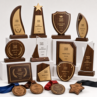 Trophée personnalisé en bois avec plaque métallique et accent acrylique – Plaque de récompense pour reconnaissance d'entreprise, cadeaux d'hommage pour employés