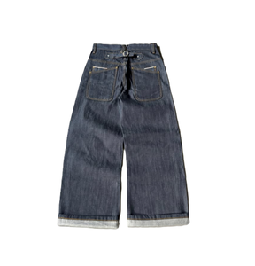 <span class=keywords><strong>Jeans</strong></span> da <span class=keywords><strong>Uomo</strong></span> in Denim Grezzo di Cotone, Indigo Non Lavato, <span class=keywords><strong>Gamba</strong></span> <span class=keywords><strong>Larga</strong></span>, Chiusura a Bottoni, Stile Baggy Streetwear Vintage - Product Image 2