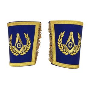 Boutons de manchette brodées bleues faites à la main, accessoire de grande qualité personnalisé, offre spéciale - Product Image 1