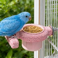 Mangeoire suspendue pour oiseaux avec perchoir, distributeur de nourriture pour cage à oiseaux pour petits et moyens perroquets, oiseaux de compagnie