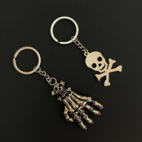 Porte-clés en métal style punk squelette, croix de mort, breloque de sac gothique, décoration d'Halloween, cadeau