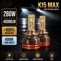 CANBUS K15 MAX 280W 40000LM 6000K H4/H7/H11/9005/9007 Bombillas LED para Faros Delanteros de Coche con Luces Antiniebla