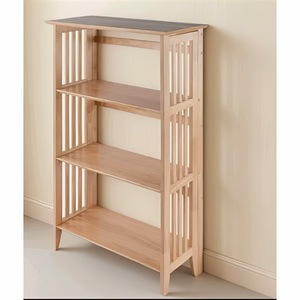 Foldable Shelving Unit Four Layers Wood Storage Rack For Office Use - Product Image 1