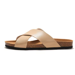 2025 New large Size <b>flat</b> Slippers Cork Sandals Anti-slip Beach casual Shoes Outdoor Genuine Flip-flops Leather Men's Slippers - Product Image 3